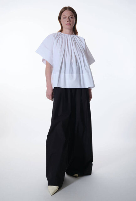 Accordion Poplin Shirt White