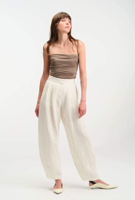 Jacquard Linen Balloon Pants