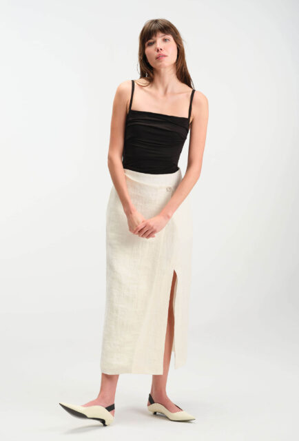 Jacquard Linen Wrap Skirt